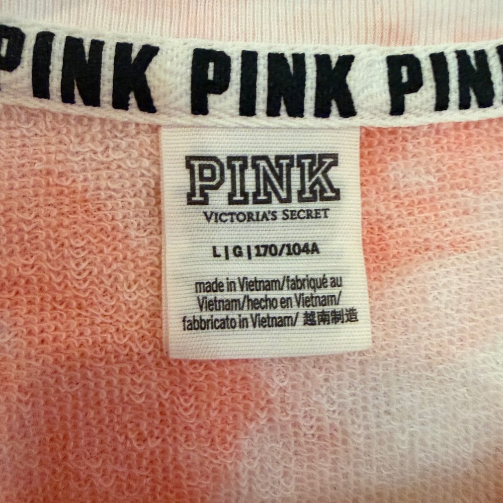 PINK Victoria's Secret Tie Dye Cropped Pool Beach Sweatshirt Womens Large Orange - Picture 5 of 10
